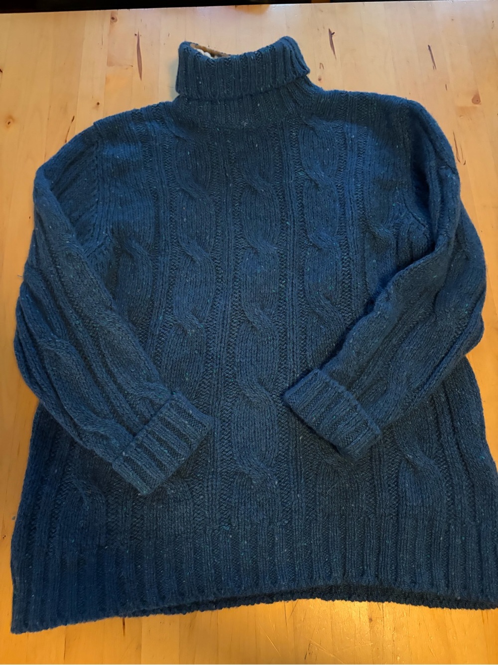 Cable Knit Turtleneck Sweater - Blue